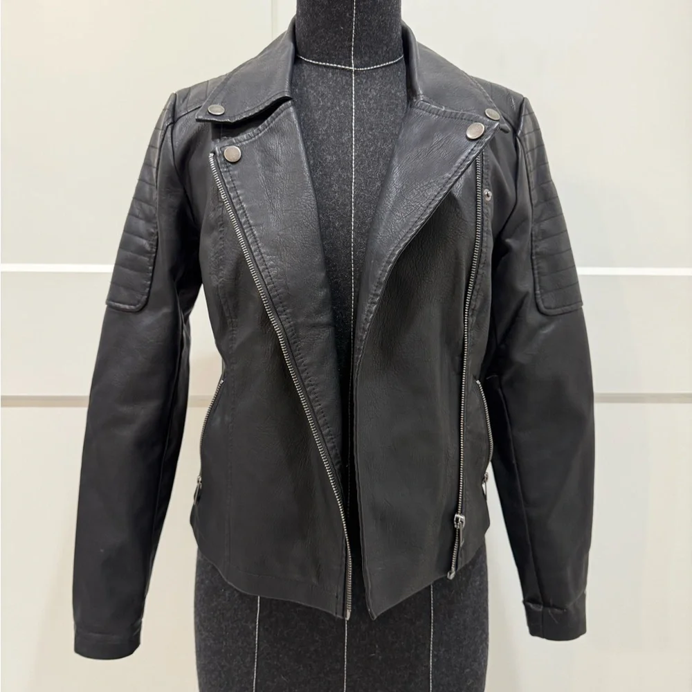 Noisy may Black Leather Moto Jacket - Picture 2 of 4